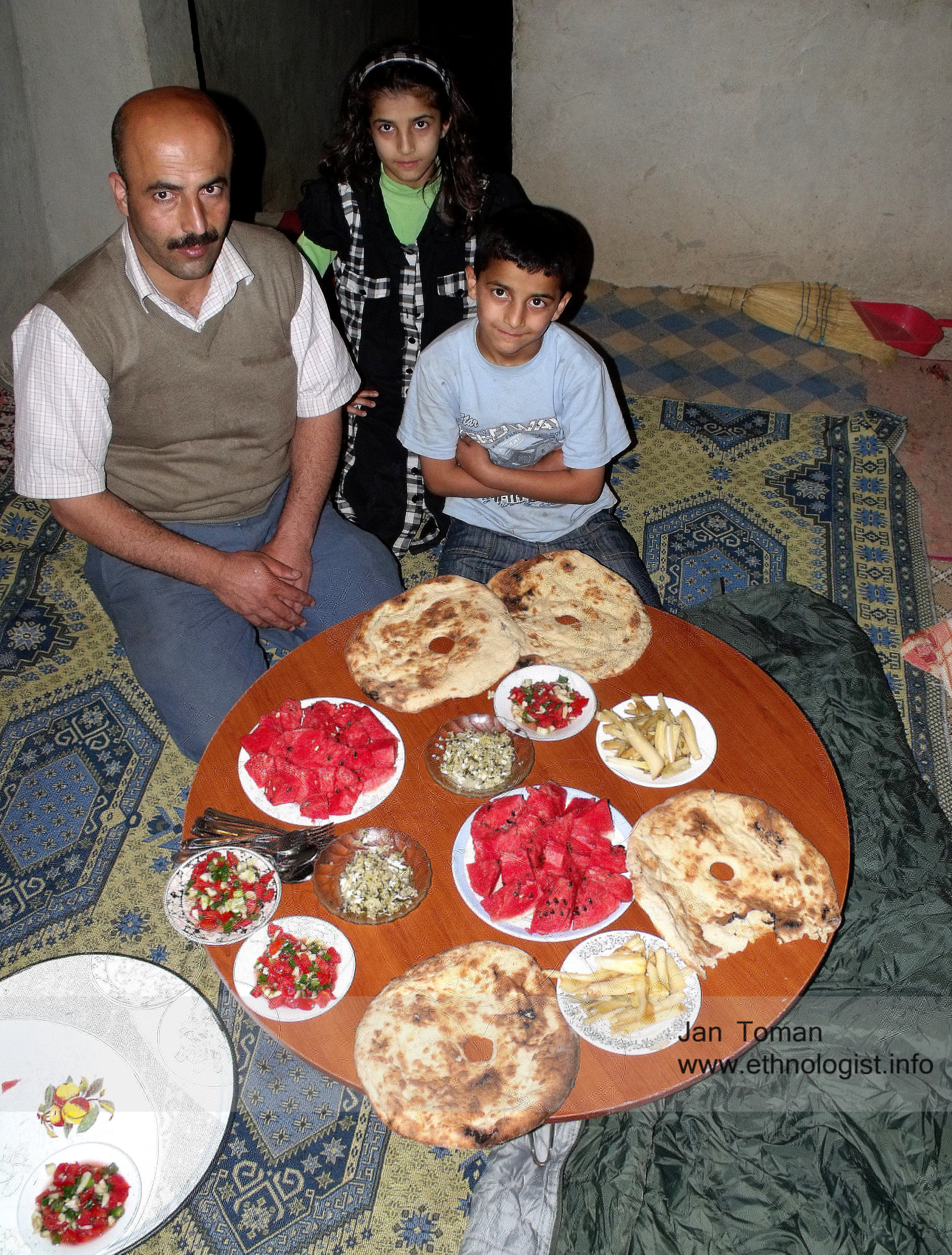 Dinner with Kurdish family in Turkey.