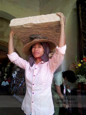  A Girl Carrying the Heavy Stone in Barma