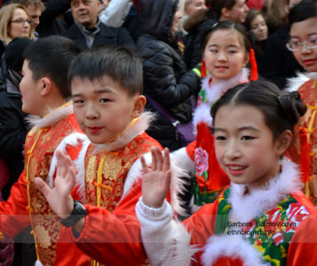 Children during celebration of Chinese New Year