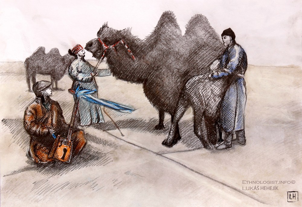 Mongolian ´coaxing ritual for camels´. Illustration by: Lukas Hehejik